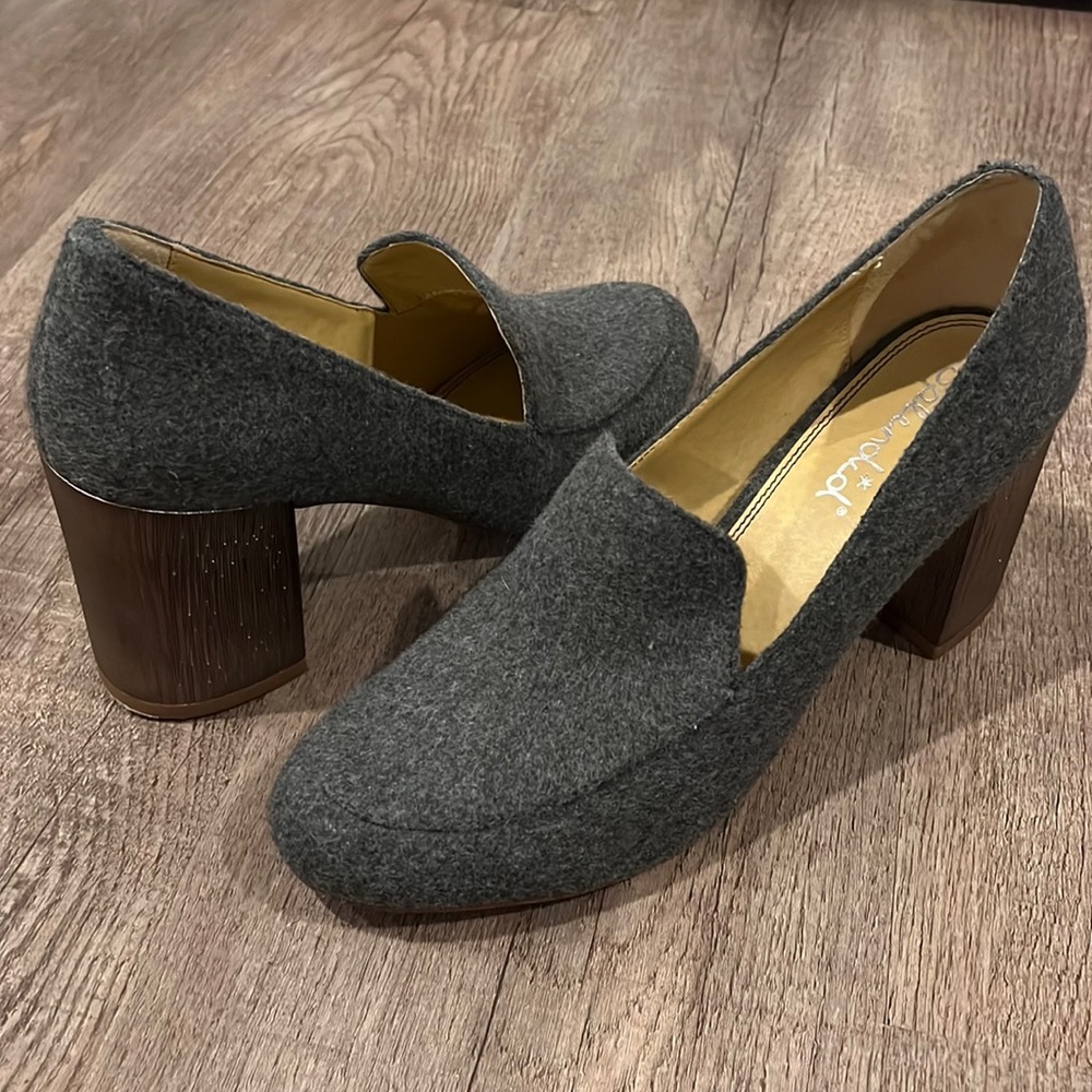 Splendid Block Heel Grey and Metallic Loafer